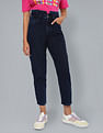 Flying Machine Women High Rise Notched Waist Mom Fit Jeans