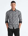 Flying Machine Graphic Print Satin Shirt