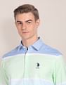 U.S. Polo Assn. Spread Collar Colour Block Casual Shirt