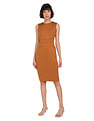 Calvin Klein Women Light Brown Solid Panelled Bodycon Dress