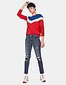 U.S. Polo Assn. Women Crew Neck Colour Block Sweater