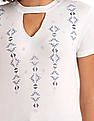 Aeropostale Choker Neck Embroidered T-Shirt