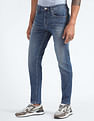 Flying Machine Mid Rise Slash Slim Tapered Jeans