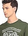 U.S. Polo Assn. Men Green Round Neck Brand Print T-Shirt