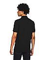 Aeropostale Women Black Cotton Brand Print Polo Shirt