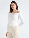 Tommy Hilfiger Slim Fit Ribbed Off Shoulder Top