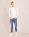 U.S. Polo Assn. Men Off White Heathered Long Sleeve Polo Shirt