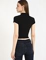 Calvin Klein Jeans Slim-Fit Viscose Mock Neck Crop Top