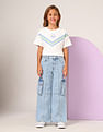 U.S. Polo Assn. Kids Girls Wide Leg Fit Cargo Jeans
