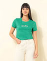 U.S. Polo Assn. Women Regular Fit Brand Printed T-Shirt