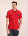 U.S. Polo Assn. Spain Flag Appliqued Pique Polo Shirt