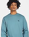 Calvin Klein Men Light Blue Crew Neck Solid Sweatshirt