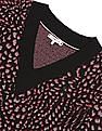 Tommy Hilfiger Women V-Neck All Over Animal Jacquard Sweater