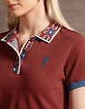 U.S. Polo Assn. Women Jacquard Collar Cotton Polo Shirt