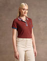 U.S. Polo Assn. Women Jacquard Collar Cotton Polo Shirt